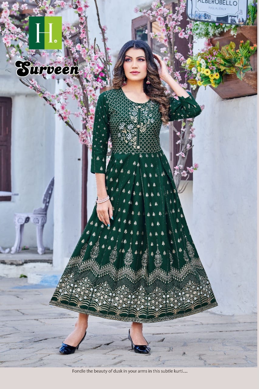 Surveen By Hirwa Anarakali Kurtis Catalog
